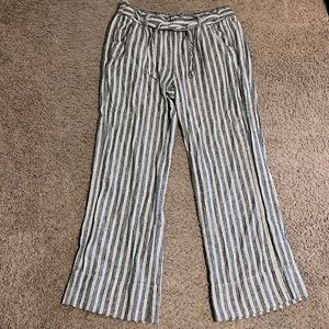 Rewind high waist gray/white belted striped palazzo pants, size XL
